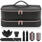 Travel Hair Dryer Case for Shark Flexstyle, Double-Layer Carrying Case for Shark Flex Style Blow Dryer, Portable Hair Tools Storage Organizer Bag for Shark Beauty Hairdryer Attchments(Black Rose Gold)