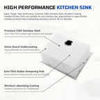 Comllen 25 x 22 Inch Drop In Black Kitchen Sink, Topmount 16 Gauge Stainless - Image 6