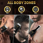 PRITECH Beard Trimmer for Men,6 in 1 Hair Clippers Kit, Precision Cordless Grooming Kit Waterproof IPX6 for Beard, Hair, Body, Nose, Ear, with Foil Razor (Black)