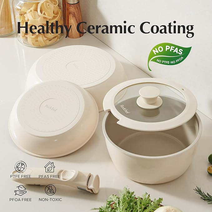 Redchef Ceramic Pots and Pans Set, Nonstick Kitchen Cookware Set - Image 2