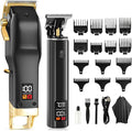 Hair Clippers for Men, Professional Cordless Barber Set with LED Display, 14 Guide Combs, Rechargeable Electric Shaver & Trimmer Kit (Black)