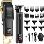 Hair Clippers for Men, Professional Cordless Barber Set with LED Display, 14 Guide Combs, Rechargeable Electric Shaver & Trimmer Kit (Black)