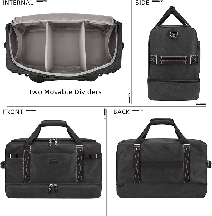 ZOMFELT Travel Duffle Bag for Men, Waterproof Canvas Overnight Duffel Bag - Image 7