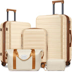 LARVENDER Luggage Sets 5 Piece Hardside Expandable Suitcase by LARVENDER