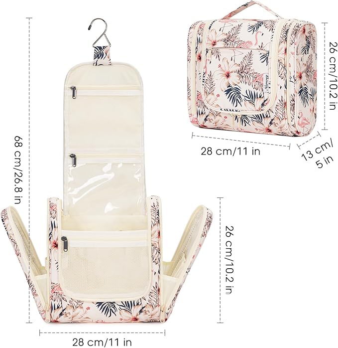 Narwey Hanging Toiletry Bag for Women Travel Makeup Bag Organizer Toiletries - Image 6