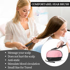 2-in-1 Synthetic Wig Brush with Stainless Steel Handle and Ball Tips for Gentle Detangling and Styling Natural Curls and Wigs - Black (2PCS)