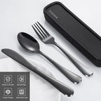 Travel Utensils with Case, 4-Piece Stainless Steel Portable Cutlery Set - Image 2