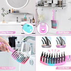 Boar Bristle Hair Brush Curved Vented Detangler Brush Faster Blow Drying, Paddle Detangling Brush for Women Men Kids Wet Dry Long Curly Thick Straight Hair, Make Hair Shiny and Healthier(Purple+Green)