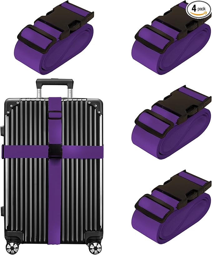 Luggage Straps for Suitcases TSA Approved Travel Belt 4 Pack by Chelmon by Chelmon