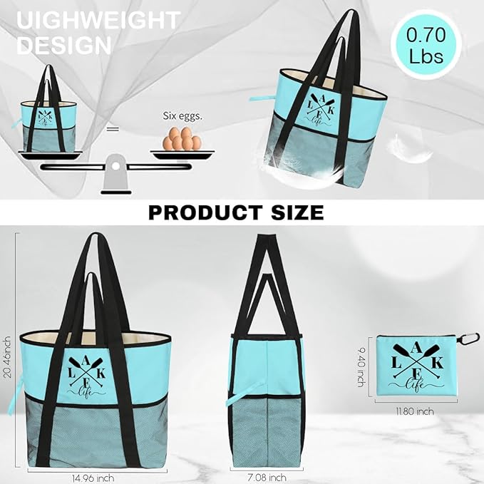 Sandproof Beach Bag with Zipper - Image 4