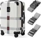 Luggage Straps with TSA Lock, Adjustable Heavy Duty Grey Luggage Straps by LUCKLISA
