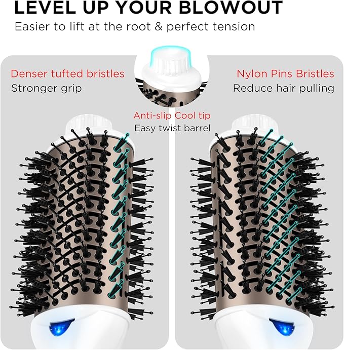 One Step Dryer & Volumizing Hot Air Brush, Blow Dryer, Ceramic Straightener, Curler & Hot Comb 4 in 1 Salon Ionic Hair Styling Tools, White