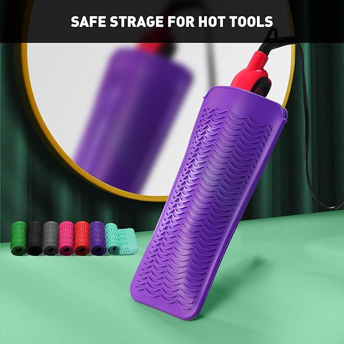 ZAXOP Resistant Silicone Mat Pouch for Flat Iron, Curling Iron,Hot Hair Tools (Purple)