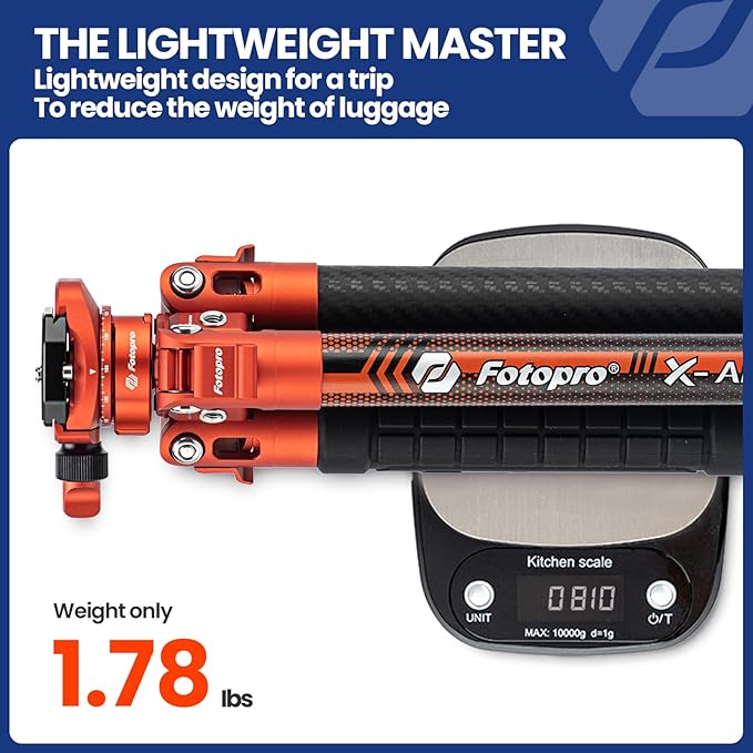 Fotopro Carbon Fiber Tripod 1.7lbs Ultralight 62 Inch Portable Compact Travel - Image 2