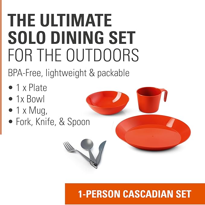 GSI Outdoors Cascadian 1 Person Table Set I 6-Piece Camping, Backpacking Mess - Image 2