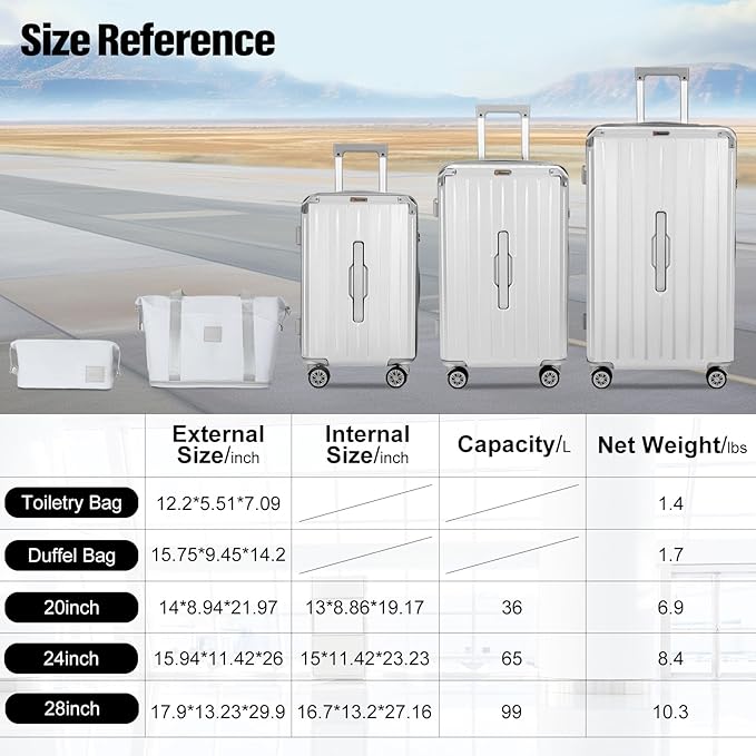 Romswi Suitcase Set with TSA Lock Cup Holder, Hardside Spinner Suitcase with - Image 9