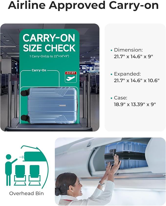 BAGSMART Expandable Carry On Luggage 22x14x9 Airline Approved, 1OO% PC - Image 5