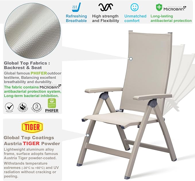 Adjustable Folding Chair, Indoor Bedroom, Outdoor Balcony, Lawn Yard Beach - Image 3
