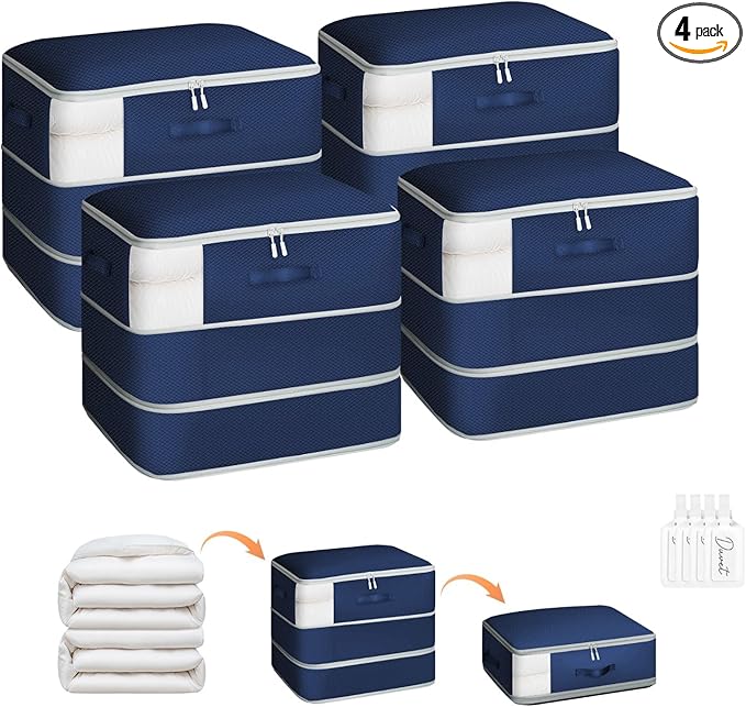 4 Pack Compression Storage Bags - 110L Large Capacity Comforter Storage Bag by Homsorout