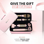 ELLA BELLA® 6 in 1 Professional Hot Air Styler • Powerful Hair Dryer & Straightener Set • Styling Without Heat Damage • Fast Drying Curling Volumizing Straightening • Protective Travel Case (Pink)