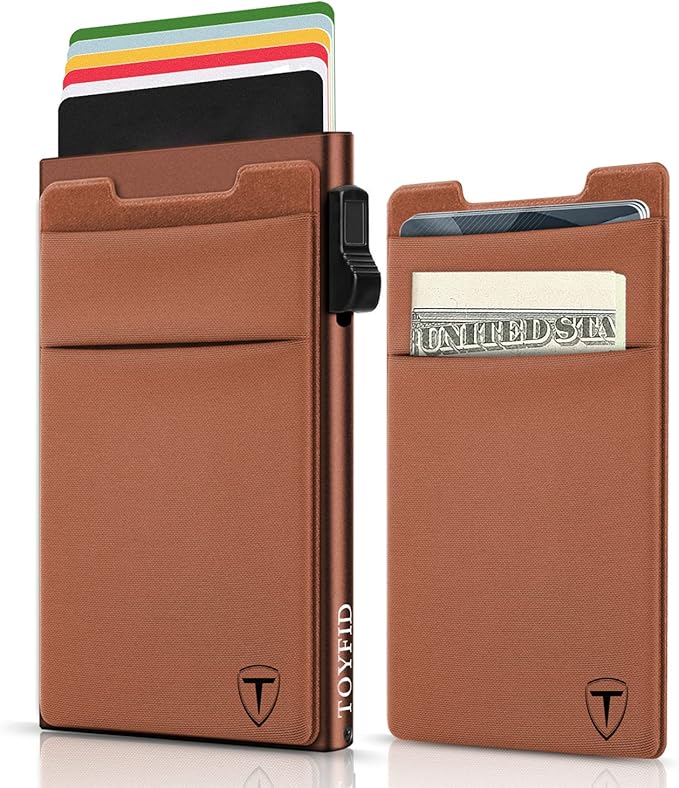 Slim Wallet for Men and Women, Pop Up Credit Card Wallet Metal Minimalist Cards by TOYFID