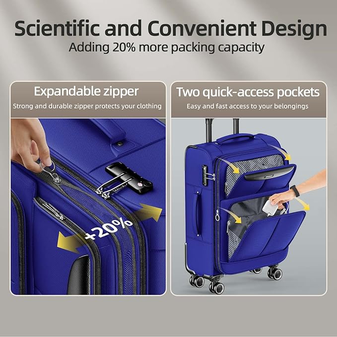 SHOWKOO Luggage Sets 3 Piece Softside Expandable Lightweight Durable Suitcase - Image 5