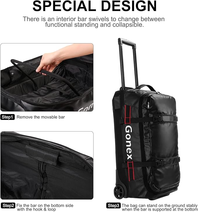 Gonex Rolling Duffle Bag with Wheels, 70L Water Repellent Wheeled Travel Duffel - Image 5