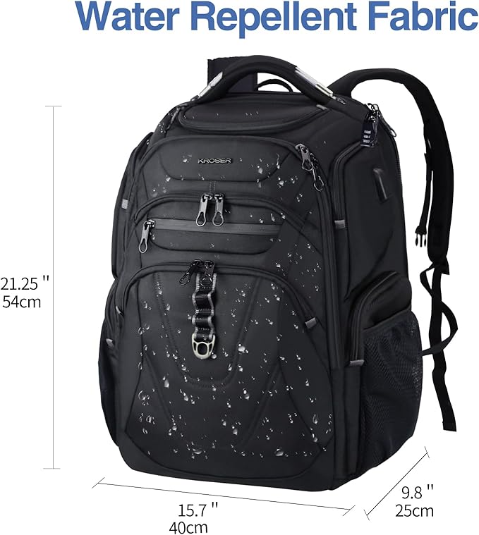 KROSER TSA Friendly Travel Laptop Backpack 18.4 inch XXXL Gaming Backpack - Image 2