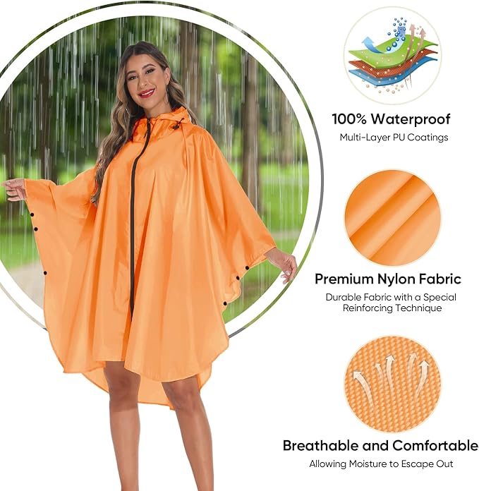 PTEROMY Hooded Rain Poncho for Adult - Image 4
