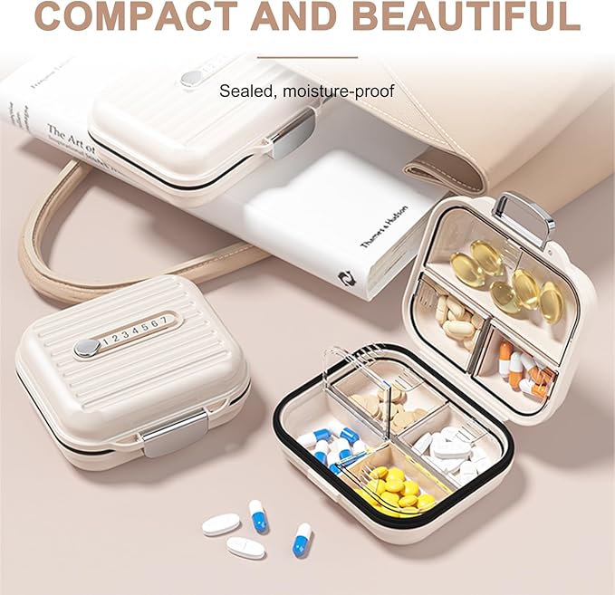 Travel Pill Organizer Box with Medicine Labels, 7 Compartments Portable Pill - Image 5