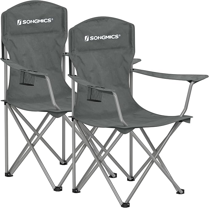 SONGMICS 2 Pack Folding Camping Chairs, Load 330 lb, Cup Holder and High by SONGMICSbySONGMICSHOME
