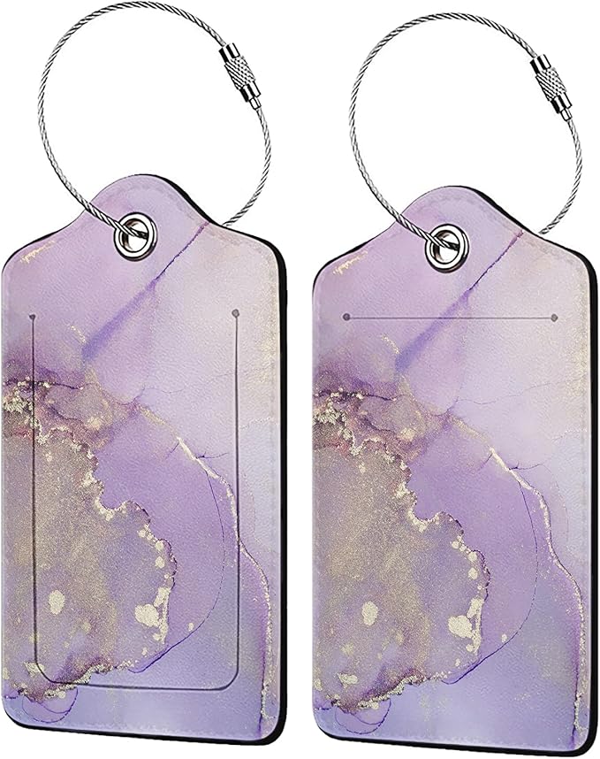 Light Purple Marble Luggage Tag Personalized Luggage Tags by Unknown