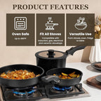 KIKCOIN Pots and Pans Set, 27 Pack Nonstick Cookware Set Detachable Handle - Image 4