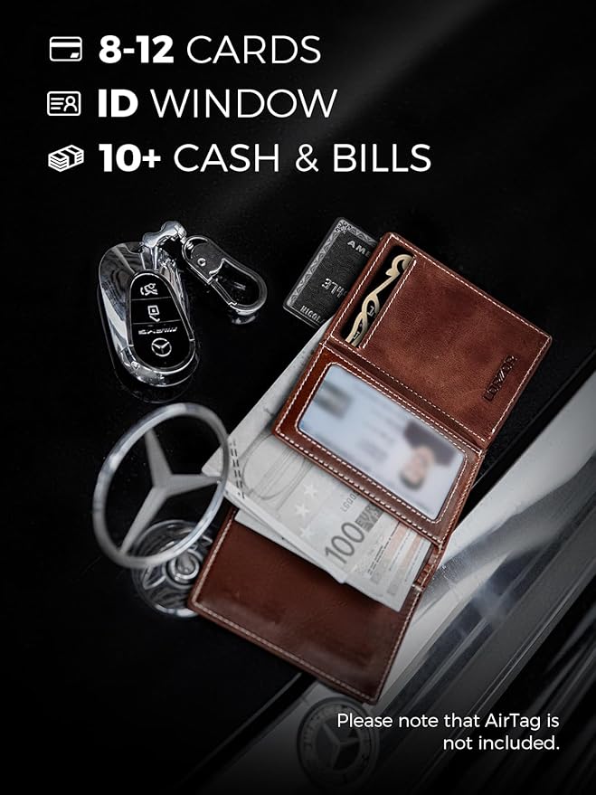 LORZOR Wallet for Men with Metal Card Holder, Pop Up Wallet, Finest Full Grain - Image 5