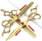 5.5/6 /7 Inch Purple Dragon Knight Professional Japanese Hair Scissors Barber Scissors Set (7 inch 3pc-B)