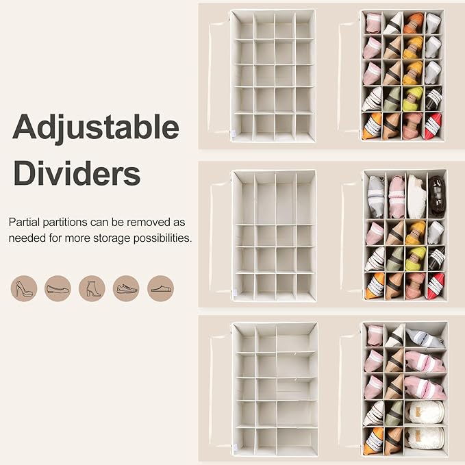 Shoe Organizer for Closet 2 Pack, Foldable Shoe Box - Image 4