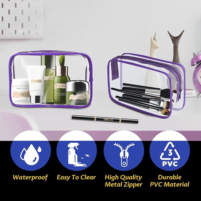 16 Pieces Clear Makeup Bag PVC Zippered Clear Toiletry Carry Pouch Portable - Image 4