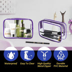 16 Pieces Clear Makeup Bag PVC Zippered Clear Toiletry Carry Pouch Portable - Image 4