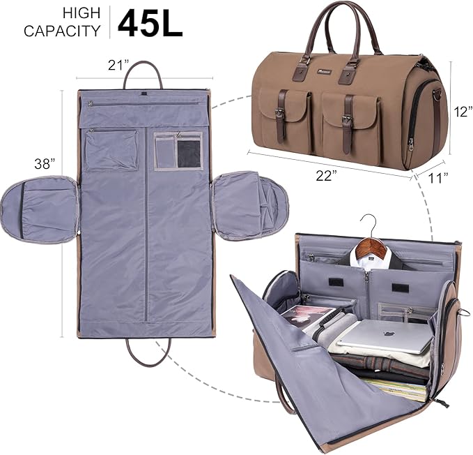 Modoker Garment Convertible Weekender Bag, Carry on Canvas Garment Duffle Bag - Image 3