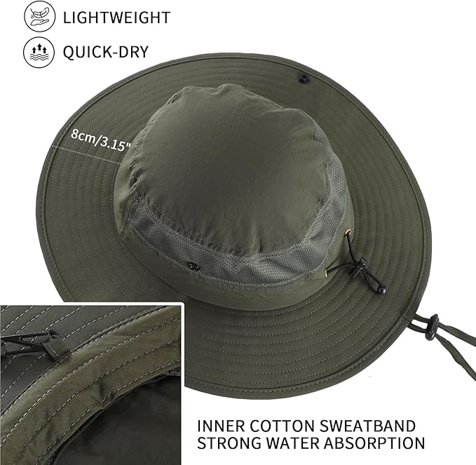 Home Prefer UPF50+ Mens Sun Hat Wide Brim Womens UV Protection Beach Bucket Hat - Image 3