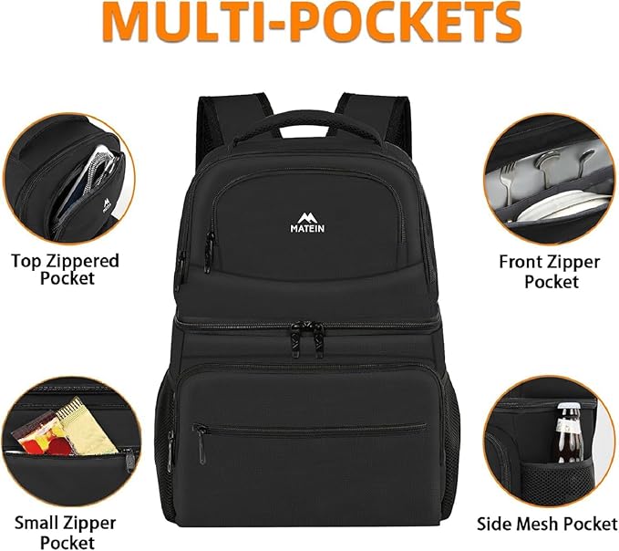 MATEIN Cooler Backpack, 26 Cans Insulated Lunch Backpack - Image 3