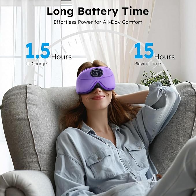 LC-dolida White Noise Sleep Mask, 3D Sleep Headphones - Image 8