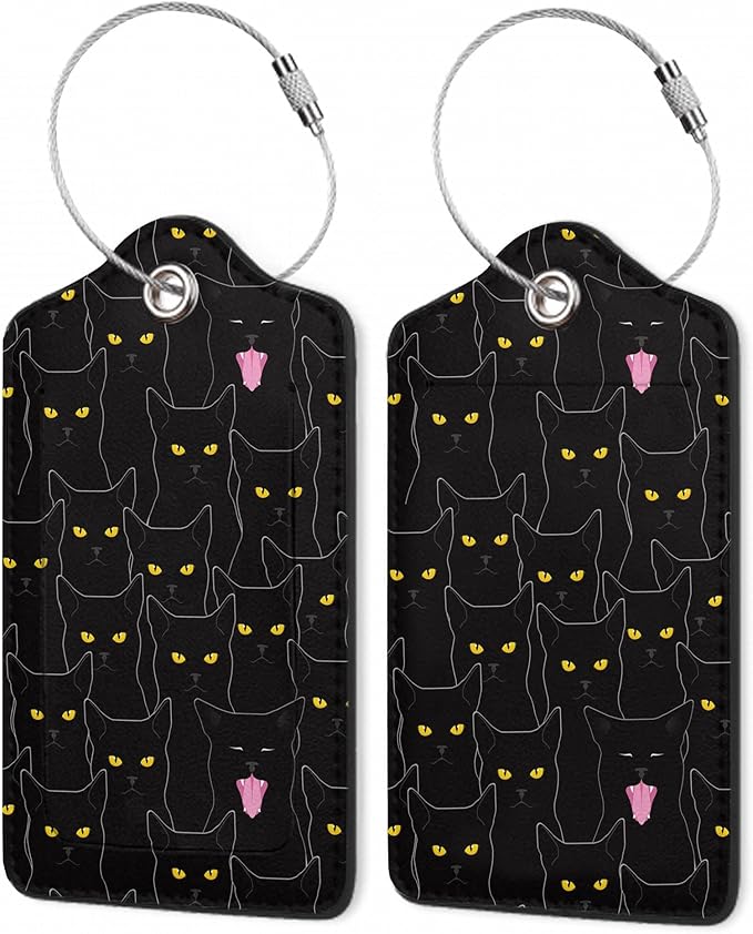 2Pcs Luggage Tag for Suitcase Black Cat Cute Suitcase Tag by Gearsly