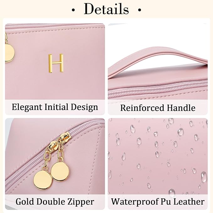 Birthday Gifts for Women Teen Girl, Personalized Initial Makeup Organizer Bag - Image 4