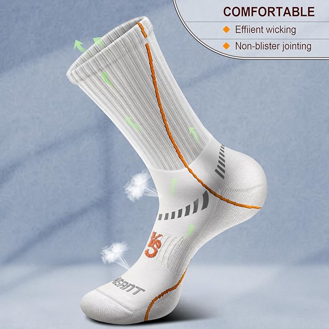 BULLIANT Compression Socks for Men 6Pairs, Athletic Crew Socks Cushioned For - Image 5