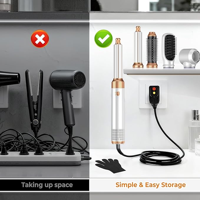 5 in ONE Blow Dryer Brush, Curling Wand Hair Styling Tools Set, Ionic Hot Air Hair Dryer, Massage Oval Hair Dryer, Left&Right Hair Curlers 100-120V