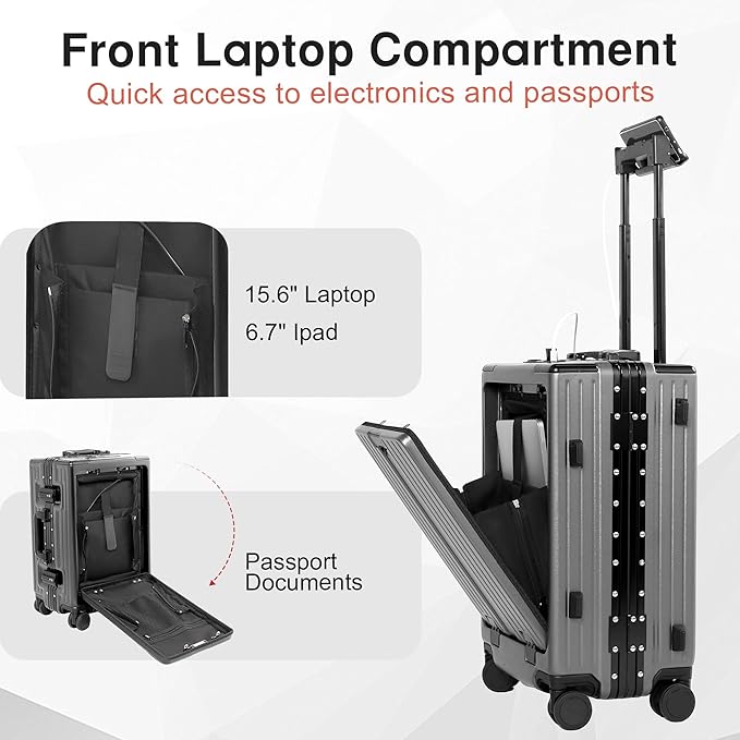 24 Inch Check-In Luggage Aluminum Frame Zipperless Luggage, Hard Shell Suitcase - Image 2