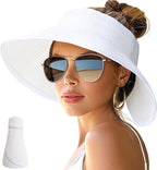 NPJY Sun Hats for Women Wide Brim Roll-Up Beach Ponytail Hat Packable Foldable by Unknown