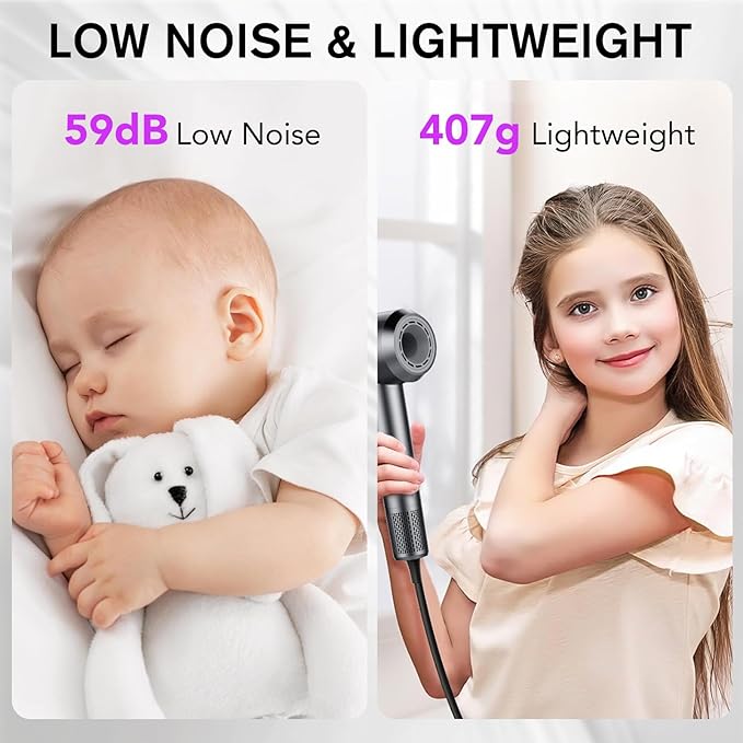 aowoka Hair Dryer, Higher Speed Professional High Speed Ionic Blow Dryer 500 Million Negative Ions & Heat-Control & 59dB Noise Hairdryer for Faster Drying