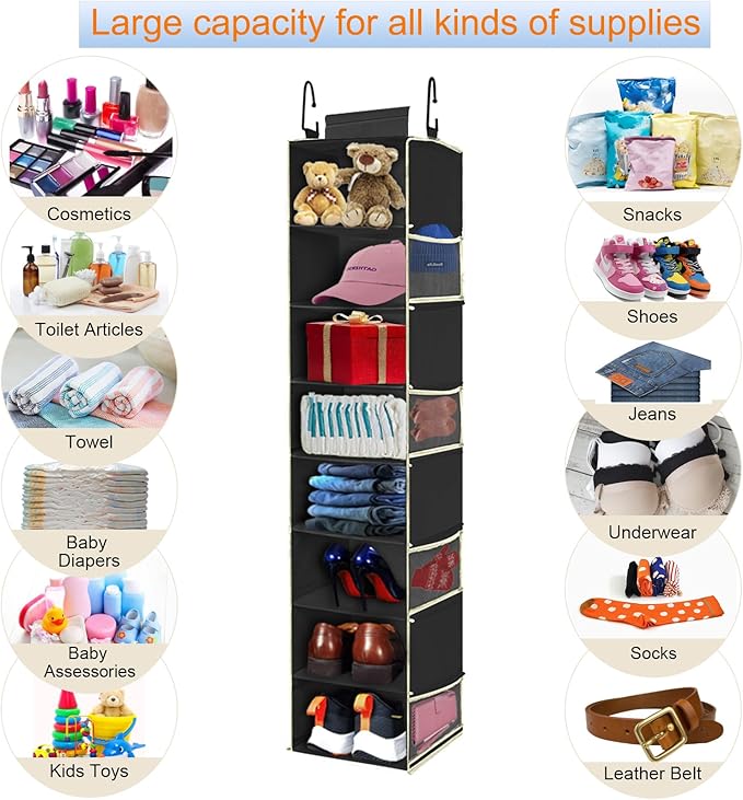 2 Pack Large-Sized Hanging Shoe Organizer 8-Shelf, Hanging Closet Organizer - Image 6